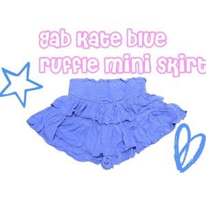 Mixology Gab and Kate ruffled blue mini skirt with sewn in shorts